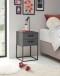 SUNA Nachttisch in Graphit - Moderner Nachtschrank mit Schubladen und schwarzem Metallgestell - 40 x 65 x 38,5 cm (B/H/T)