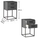SUNA Nachttisch in Graphit - Moderner Nachtschrank mit Schubladen und schwarzem Metallgestell - 40 x 65 x 38,5 cm (B/H/T)