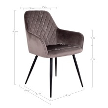 Armlehnstuhl >Harbo< (2er-Set) in Hellbraun, Velour - 57x87x65cm (BxHxT)