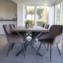 Armlehnstuhl >Harbo< (2er-Set) in Hellbraun, Velour - 57x87x65cm (BxHxT)