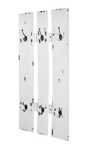 Wandgarderobe >23379< in weiß, MDF, Metall - 40x100x9cm (BxHxT)
