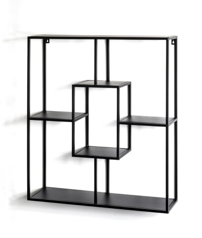 Wandregal >23515< in schwarz, Metall - 60x70x18cm (BxHxT)