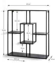 Wandregal >23515< in schwarz, Metall - 60x70x18cm...