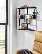 Wandregal >23515< in schwarz, Metall - 60x70x18cm (BxHxT)