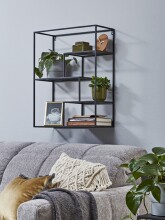 Wandregal >23616< in schwarz, Metall - 50x60x18cm (BxHxT)