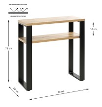 Konsole >23967< in schwarz-eiche, MDF, Metall - 70x75x28cm (BxHxT)