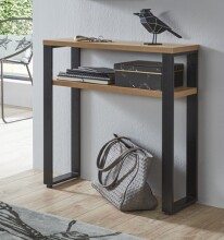Konsole >23967< in schwarz-eiche, MDF, Metall - 70x75x28cm (BxHxT)
