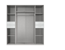Drehtürenschrank >Danzig< in WEISS + GLAS WEISS - 180x208x58cm (BxHxT)