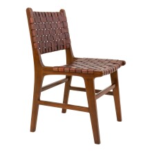 Holzstuhl >Perugia< (2er-Set) in Braun, Leder - 51x87x53cm (BxHxT)
