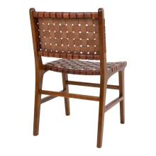 Holzstuhl >Perugia< (2er-Set) in Braun, Leder - 51x87x53cm (BxHxT)