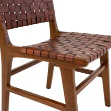Holzstuhl >Perugia< (2er-Set) in Braun, Leder - 51x87x53cm (BxHxT)