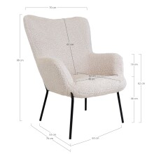 Relaxsessel >Glasgow< in Weiss, Stoff - 70x98x79cm (BxHxT)