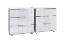 Nachtschrank >Danzig< (2er-Set) in WEISS + GLAS...