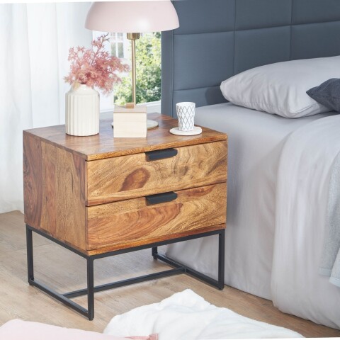 Nachttisch Boxspringbett Massivholz 50x40x51 cm Nachtkommode Schubladen