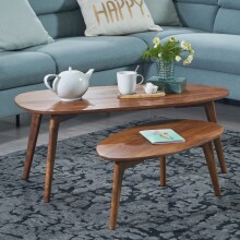Couchtisch 2er Set Nierenform Holz Wohnzimmertisch...
