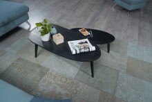 Couchtisch 2er Set Nierenform Holz Wohnzimmertisch Beistelltisch Tisch