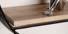 Wandregal Holz Metall 70x70x18 cm Hängeregal Regal Rund Massiv Modern