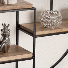 Wandregal Holz Metall 70x70x18 cm Hängeregal Regal Rund Massiv Modern