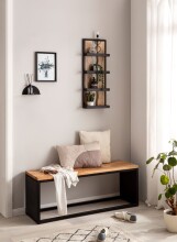 Wandregal 30x80x10 cm Massivholz Metall Hängeregal Regal Industrial