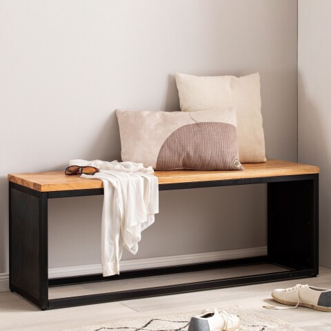 Sitzbank Holz Steinoptik 120 cm Bettbank Schlafzimmer Flurbank Modern