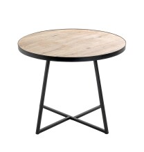 Beistelltisch >24467< in schwarz-eiche, MDF, Metall - 48x60cm (HxD)