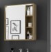 GREECE Spiegelschrank Bad mit LED-Beleuchtung in Wotan Eiche Optik - Badezimmerspiegel Schrank mit viel Stauraum - 60 x 70 x 20 cm (B/H/T)