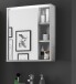 GREECE Spiegelschrank Bad mit LED-Beleuchtung in Weiß - Badezimmerspiegel Schrank mit viel Stauraum - 60 x 70 x 20 cm (B/H/T)