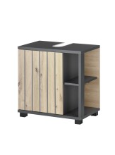 NIZZA Badezimmer Waschbeckenunterschrank in Graphit, Artisan Eiche Optik - Bad Unterschrank Badezimmerschrank mit viel Stauraum - 60 x 60 x 37 cm (B/H/T)