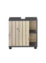 NIZZA Badezimmer Waschbeckenunterschrank in Graphit, Artisan Eiche Optik - Bad Unterschrank Badezimmerschrank mit viel Stauraum - 60 x 60 x 37 cm (B/H/T)