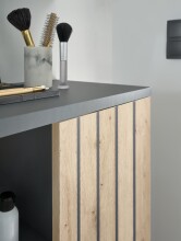 NIZZA Badezimmermöbel Set in Graphit, Artisan Eiche Optik - Modernes Badmöbel Set 5-teilig bestehend aus 2 Kommoden, Hängeschrank, Unterschrank & Spiegel - 220 x 200 x 37 cm (B/H/T)