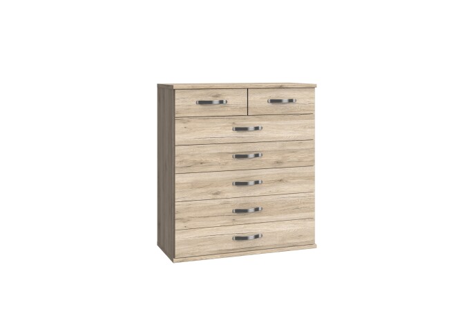 Schubkastenkommode >Duo< in SAN REMO EICHE NACHBILDUNG - 91x106x40cm (BxHxT)