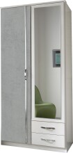 Drehtürenschrank >Duo< in WEISS + BETON-NB...