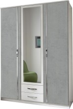Drehtürenschrank >Duo< in WEISS + BETON-NB...
