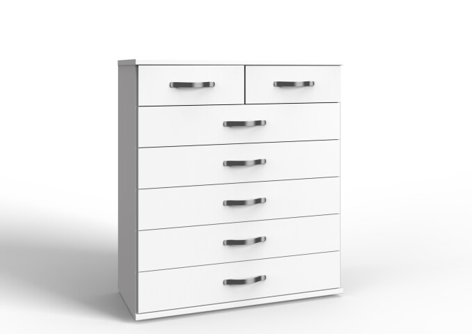Schubkastenkommode >Duo< in WEISS,AUFLEISTUNGEN CHROM - 91x106x40cm (BxHxT)