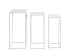 Blumentisch >25359< (3er-Set) in weiß, Metall - 22x61x22cm (BxHxT)