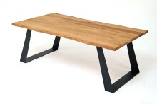 Couchtisch >2147< in Wildeiche Massiv, Gestell Metall - 110x40x60cm (BxHxT)