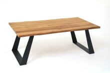 Couchtisch >2147< in Wildeiche Massiv, Gestell Metall - 110x40x60cm (BxHxT)