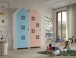 Kleiderschrank >CASAMI BRUGES< in Korpus Weiß / Front Blau u. Pink, falsch
