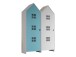 Kleiderschrank >CASAMI BRUGES< in Korpus Weiß / Front Blau u. Weiß, MDF