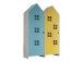 Kleiderschrank >CASAMI BRUGES< in Korpus Weiß / Front Blau u. Gelb, MDF