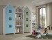 Kleiderschrank >CASAMI BRUGES< in Korpus Weiß / Front Blau u. Grün, MDF