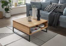 Couchtisch >2139< in Eiche, Gestell metall - 65x34x65cm (BxHxT)