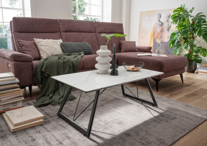 Couchtisch >2156-19< in Hellgrau, Gestell Schwarz - 110x42x60cm (BxHxT)