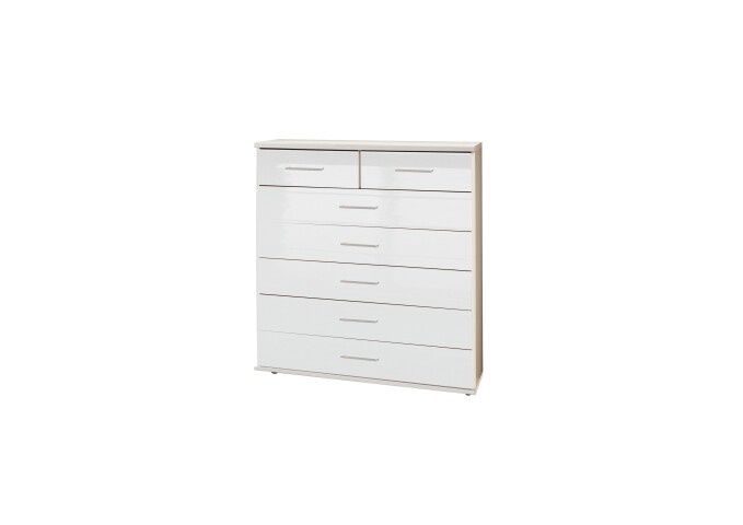 Schubkastenkommode >Clack< in HOCHGLANZ LACK WEISS - 90x106x40cm (BxHxT)