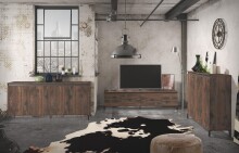Sideboard >GENIO industrial< in Eiche, Holzwerkstoff - 184x84x40cm (BxHxT)