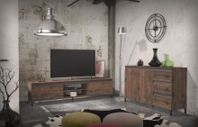 Sideboard >GENIO industrial< in Eiche, Holzwerkstoff - 138x84x40cm (BxHxT)