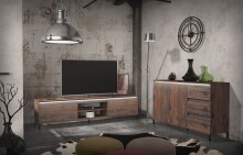 Sideboard >GENIO industrial< in Eiche, Holzwerkstoff - 138x84x40cm (BxHxT)