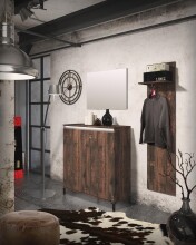 Garderobenpaneel >GENIO industrial< in Eiche, Holzwerkstoff - 40x170x26 (BxHxT)