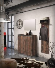 Garderobenpaneel >GENIO industrial< in Eiche, Holzwerkstoff - 40x170x26 (BxHxT)