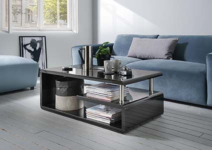 Couchtisch >5052-05< in Schwarz, MDF - 110x42x60cm (BxHxT)